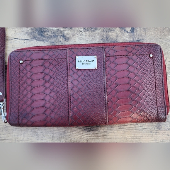Relic Handbags - Relic Brand Red Snake Print Wallet